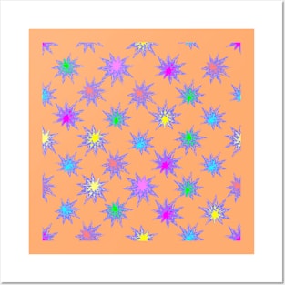 Glow Stars Diagonal Repeat on Pale Orange Posters and Art